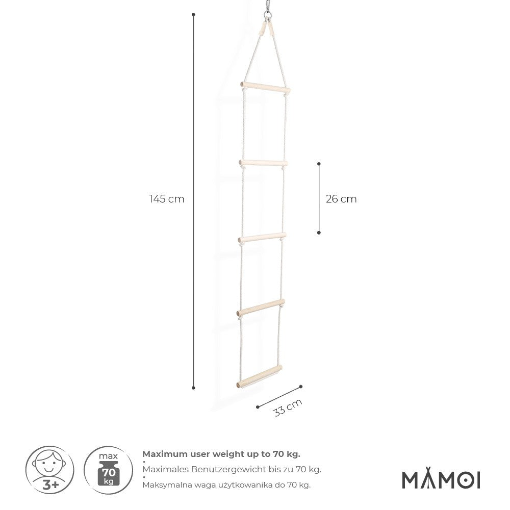 MAMOI® Strickleiter strapazierfähige Kletterleiter für Kinder aus Holz und Baumwollkordel, skandinavisches Design, 100% ECO, hergestellt in der EU.-2