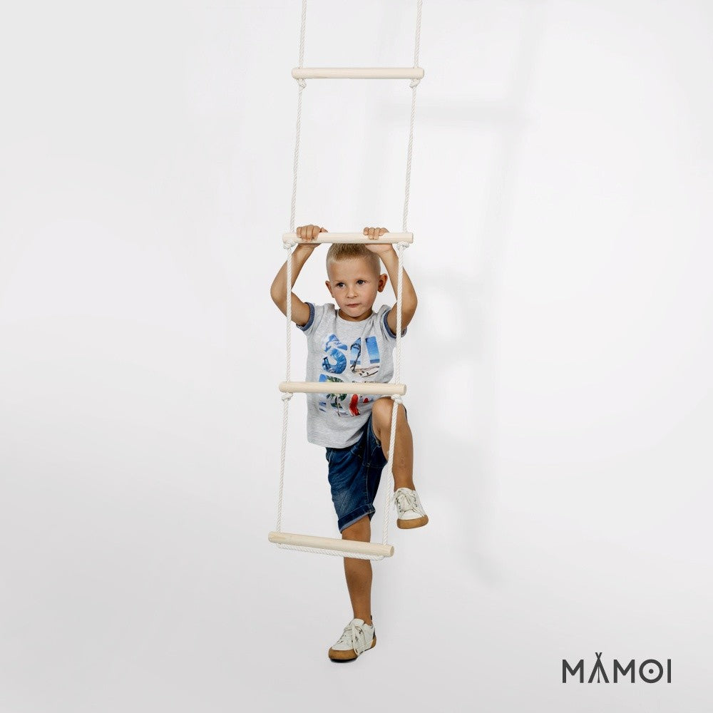 MAMOI® Strickleiter strapazierfähige Kletterleiter für Kinder aus Holz und Baumwollkordel, skandinavisches Design, 100% ECO, hergestellt in der EU.-4