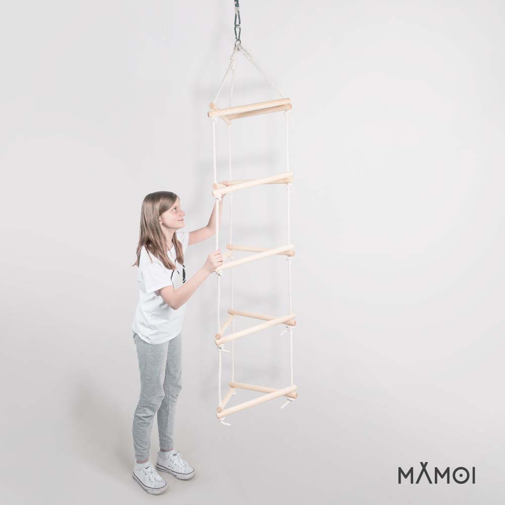 MAMOI® Dreieck Hänge Leiter für Kinder | Strickleiter Kinder Outdoor scandi Design | Nachhaltig Hängeleiter Kinder aus natürlichem Holz | 100% ECO | Made in EU-4