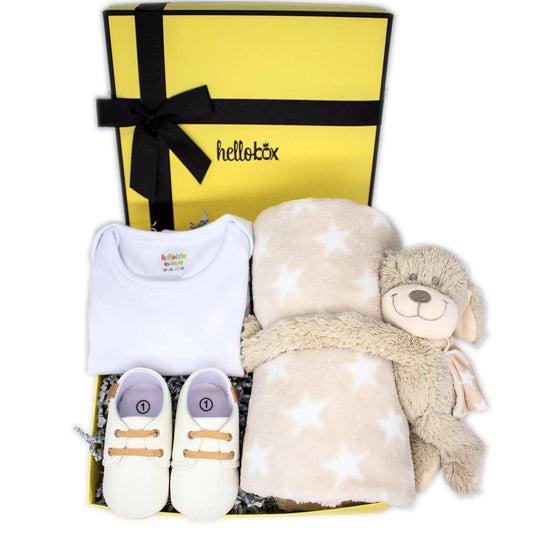 Hellobox Baby Geschenkset zur Geburt, Taufe Mädchen oder Junge Grau/Weiss-0