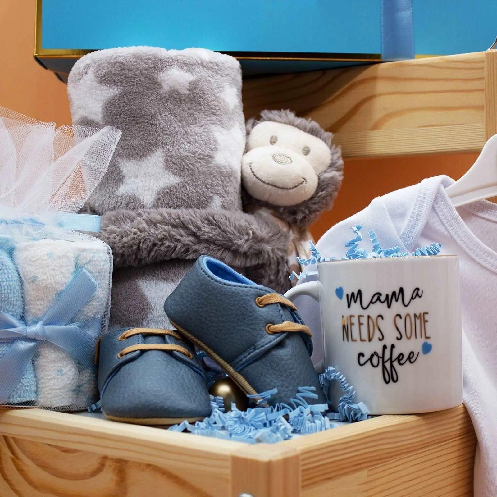 Hellobox Geschenke für neugeborene mit Babydecke, Kuscheltier (17 Teile) (Blau/Weiss/Grau) Junge-5