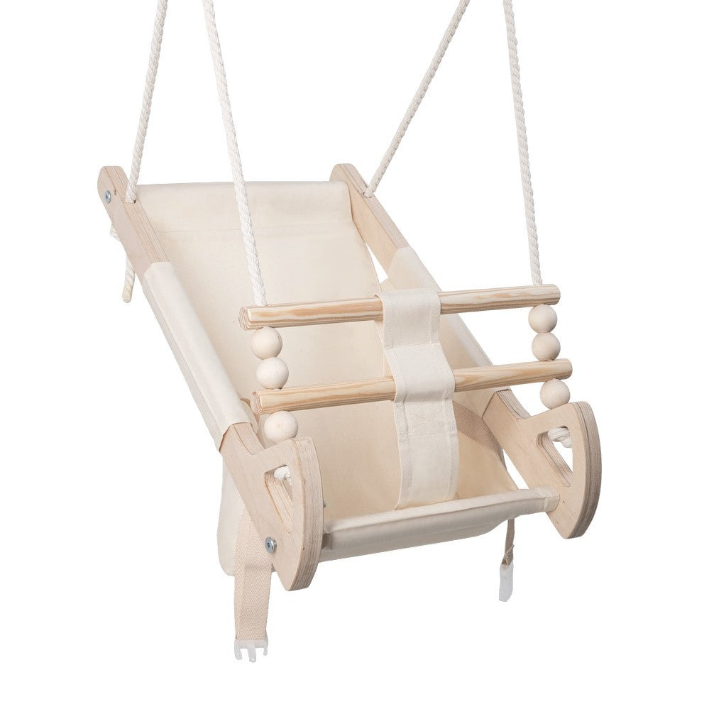 MAMOI® Stoffschaukel Kinder für Kinder mit Sitzgurt | Kleinkindschaukel für Draußen aus Holz und Baumwolle | Baby Hängeschaukel modernes Design | 100% ECO | Made in EU-0